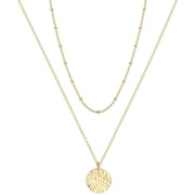 Moon Pendant Necklace 14K Gold Fill Dainty Hammered Moon Phase Gold Choker Simple Crescent Moon Full Moon Karma Circle Choker Necklace[o2958]