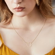 Moon Pendant Necklace, 14K Gold Plated Coin Pendant Necklace New Moon Crescent Moon Full Moon Open Circle Hammered Pendant Necklaces For Women[o7247]