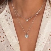 Moon Pendant Necklace, 14K Gold Plated Coin Pendant Necklace New Moon Crescent Moon Full Moon Open Circle Hammered Pendant Necklaces For Women[o7249]
