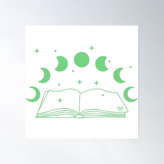 Moon Phase Book Poster Wall Art, Modern Wall Decor, 30x30 UNFRAMED