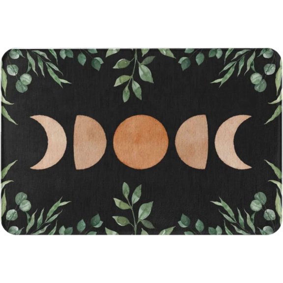 Moon Phase Celestial Botanical Floor Rug Non-Slip Absorbent Doormat for Home Bedroom Kitchen Front Porch 16x24 Inch, Pattern 117