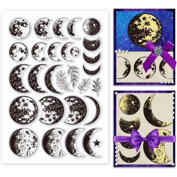 Moon Phase Clear Stamp Lunar Silicone Stamp Star Rubber Stamp Moonligth Transparent Stamp Leaf Seal Stamp