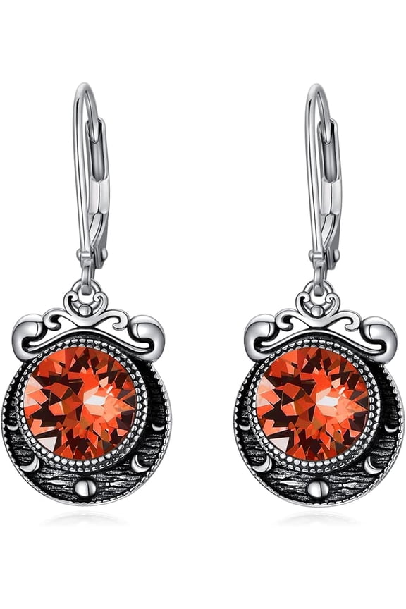 Moon Phase Earrings Sterling Silver Amethyst/ Ruby / Sapphire / Emerald / Moonstone Crescent Moon Phase Leverback Earrings for Women Dangle Drop Earrings Moon Jewelry Gift for Women Mom Wife