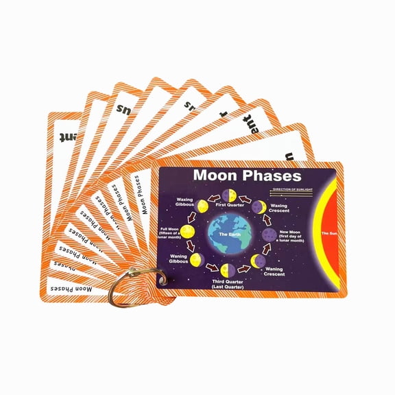 Moon Phase Flash Cards | Learning Toys Flashcards for Children Pre-K, Toddlers and Kids.(9Pcs/Set)