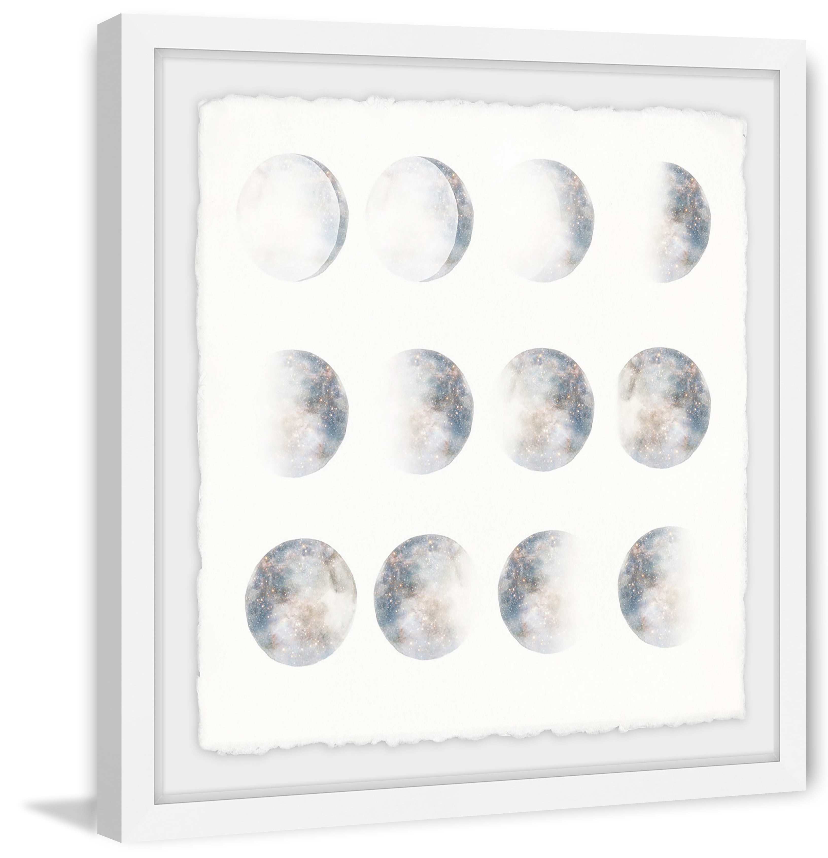 Moon Phase Framed Painting Art Print, 12.00" x 1.50"