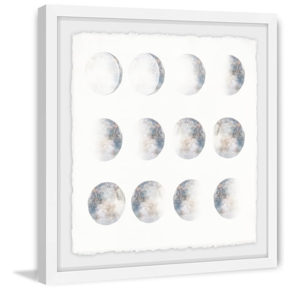 Moon Phase Framed Painting Art Print, 12.00" x 1.50"