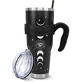 thumbnail image 1 of Moon Phase Goth Black 40 Oz Tumbler with Handle and Straw, Big Stainless Steel Vacuum Insulated Tumbler Iced Coffee Cup Water Bottle Travel Mug, Witchy Gothic Decor Accessories Stuff, Halloween Gifts, 1 of 6