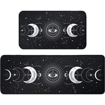 Moon Phase Kitchen Rug Set of 2, Goth Rug, Moon Rug, Black and White Constellation Halloween Kitchen Mat Rugs, Carpet- Gothic Witchy Moon Phase Kitchen Decor Decoration- 17x30 and 17x48 Inch
