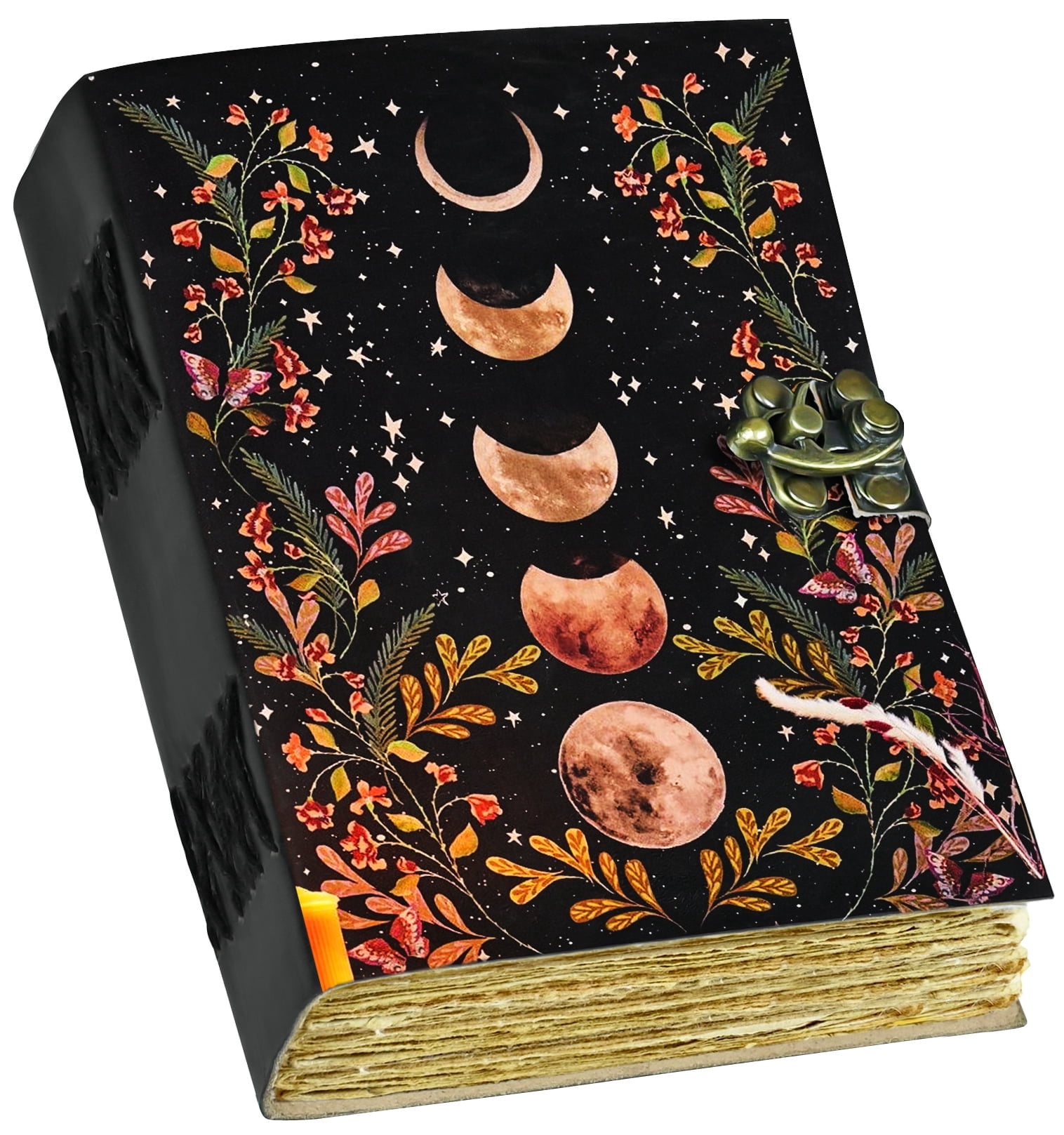 Moon Phase Leather Journal - Blank Spell Book of Shadows grimoire ...