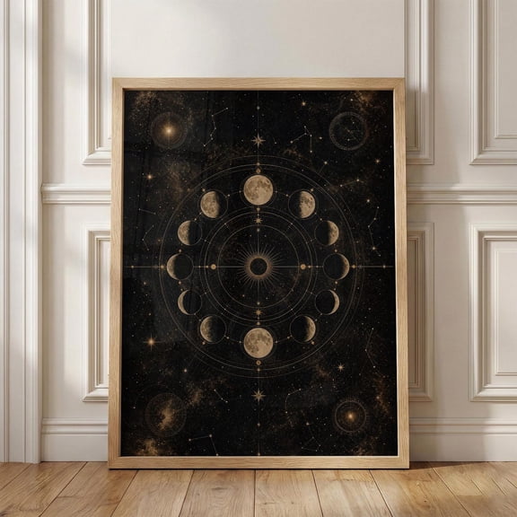 Moon Phase Lunar Astrology Cosmic Night Poster Unframed Paper Print