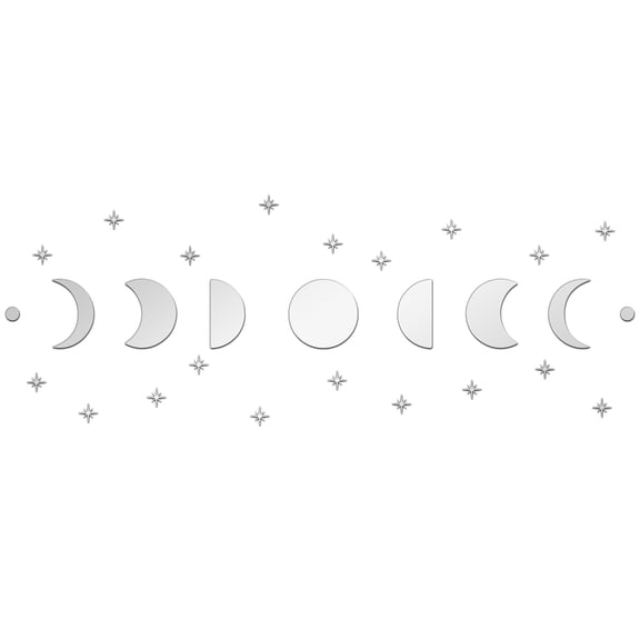 Moon Phase Mirror Wall Decals 3D Acrylic Moonphase Mirrors Moon Star Wall Sticker Silver Self Adhesive Ornament Scandinavian Natural Decor
