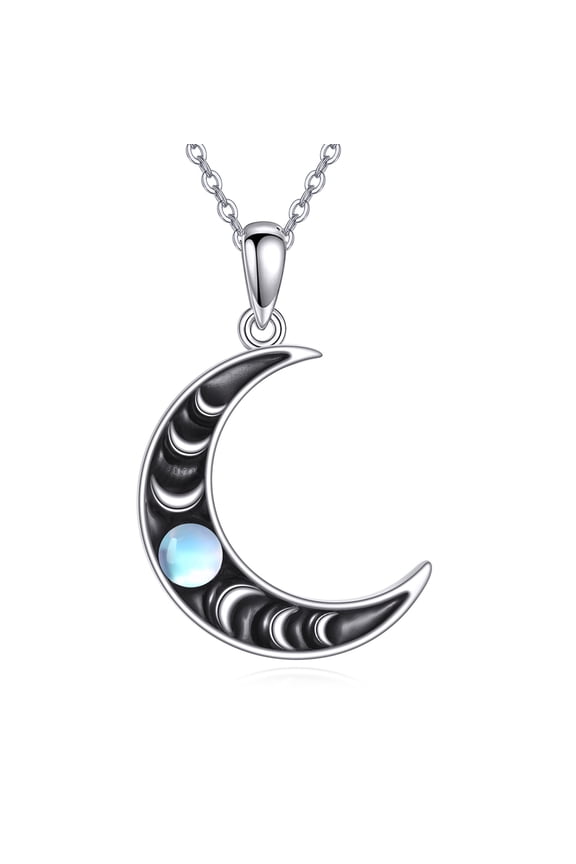Moon Phase Necklace 925 Sterling Silver Moonstone Cresent Moon Necklace Charm Jewelry Gifts for Women