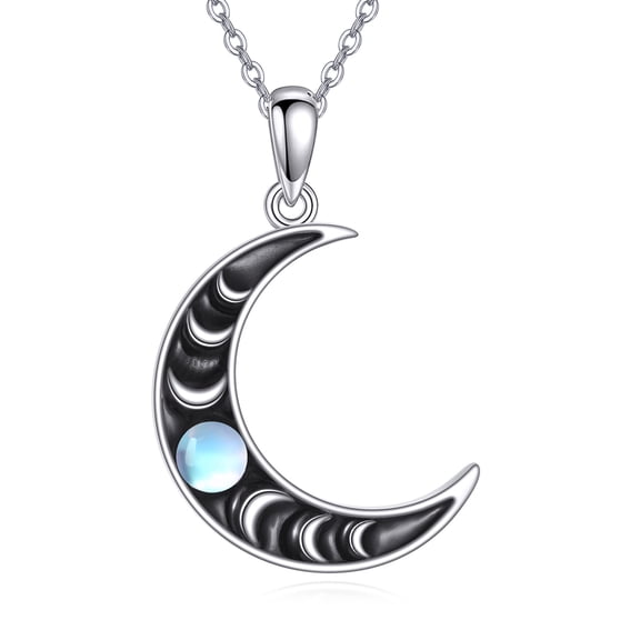 Moon Phase Necklace S925 Sterling Silver Moonstone Cresent Moon Necklace Charm Jewelry Gifts for Women