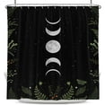 thumbnail image 1 of Moon Phase Shower Curtain Moonlit Goth Gothic Witch Witchy White Mysticism Celestial with Red Floral Leaves Plants Design Bathroom 72x72 Inch Polyester Fabric Waterproof 12 Pack Hooks, 1 of 5
