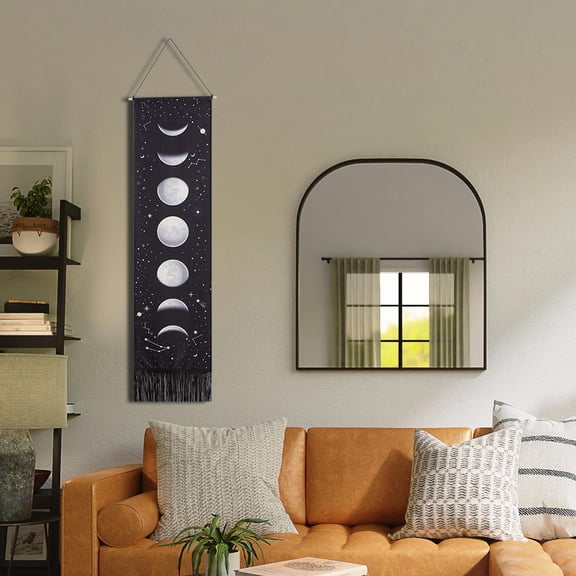 Moon Phase Tapestry Decoration Housewarming Gift Backdrop Photography Props Chic for Dormitories Hotel Office Playroom Living Room Black