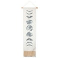 thumbnail image 1 of Moon Phase Tapestry with Rope String, Wooden Rod, and Tassels, Bohemian-Style Vertical Wall Hanging Art for Home, Living Room, Dorm Room Decor, (White, 12x49 in), 1 of 10