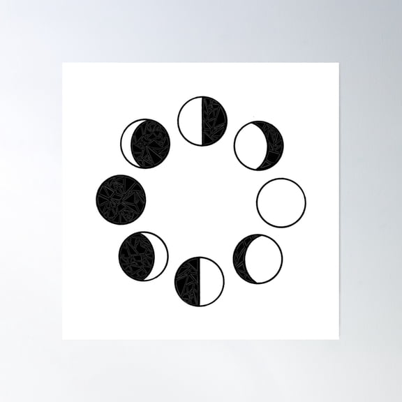 Moon Phase (Transparent) Poster Wall Art, Modern Wall Decor, 24x24 UNFRAMED
