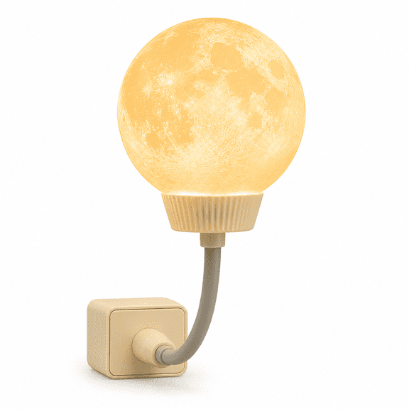 Moon Phase USB Powered Bedside Night Light with Voice & Motion Sensor, Flexible Table Lamp for Bedroom Sleep Ambience, Dimmable 3‑Level Touch Control, Energy Saving Rechargeable USB Lamp