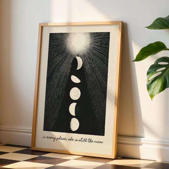 Moon Phase Wall Art Print, Unframed Paper Poster 24x36in