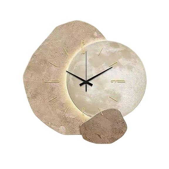 Moon Phase Wall Clock with Alarm Feature Elegant Decorative Timepiece for Home Interior Spaces