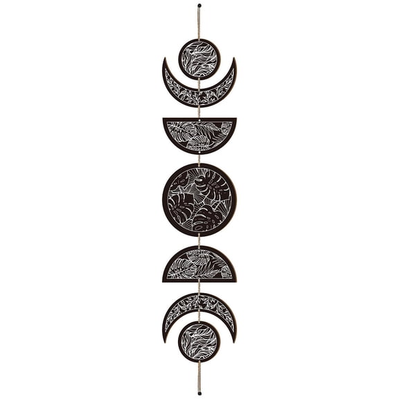 Moon Phase Wood Hanging Wall Decorations with Cotton Thread Tassels for Home Wall Decorations Leaf 790mm
