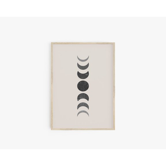 Moon Phases Art Mid Century Modern Celestial Boho Moon Cycle Wall Decoration, Unframed Paper Poster 8x10in