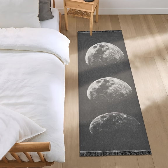 Moon Phases Bedside Runner Rug 2'x 6' Non Slip Carpet Floor Mat Area Rug