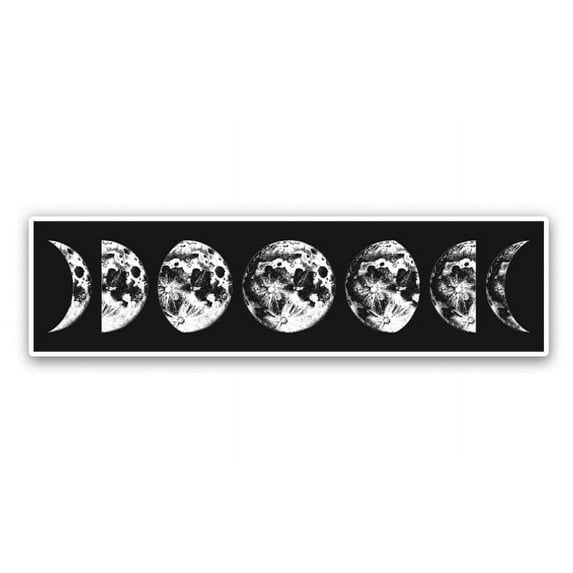 Moon Phases Black Strip - 8" Vinyl Sticker - For Car Laptop I-Pad - Waterproof Decal