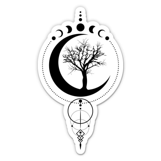 Moon Phases Boho Spiritual - 3" Vinyl Sticker - For Car Laptop Water Bottle Phone - Waterproof Decal