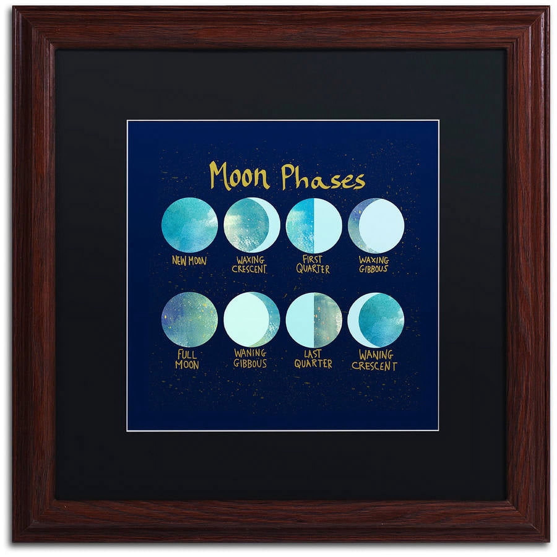 "Moon Phases" Canvas Art by Lisa Powell Braun, Black Matte, Wood Frame