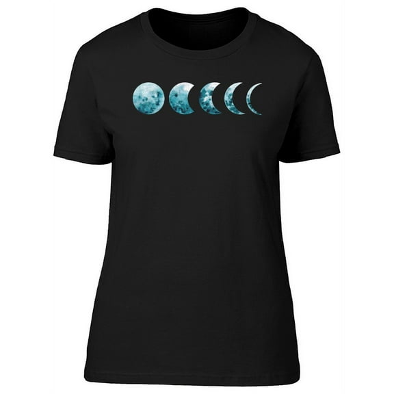 Moon Phases, Cool Watercolor T-Shirt Women -Image by Shutterstock, Female Large