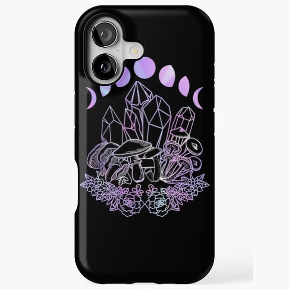 Moon Phases Crystals Mushrooms Succulents Artistic Phone Case 11 12 13 14 15 17 Pro Max
