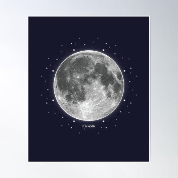 Moon Phases - Full Moon Poster Wall Art, Modern Wall Decor, 8x12 UNFRAMED