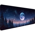 thumbnail image 1 of Moon Phases Gaming Mouse Pad Starry Sky Moon Forest Extended Gaming Mouse Pad Mat with Stitched Edge Non-Slip Base Big Mouse Pad 31.5"x11.8" Office Computer Keyboard Laptop Home, 1 of 6