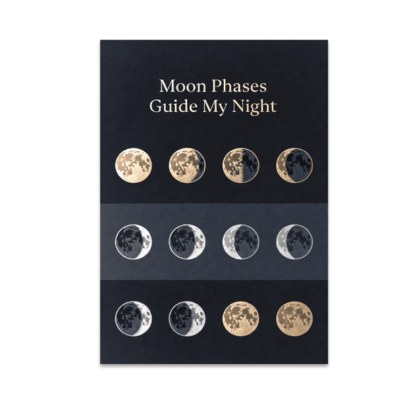 Moon Phases Guide My Night - Lunar Cycle Art Enthusiast - 13x19 Poster Print