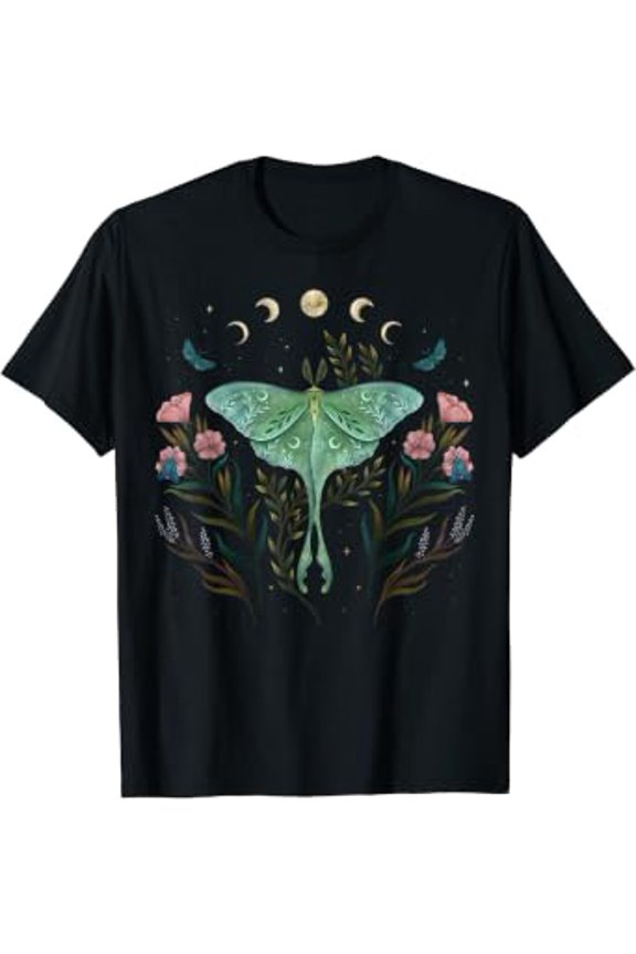 Moon Phases Luna Moth Insect Lover Cottagecore Aesthetic T-Shirt