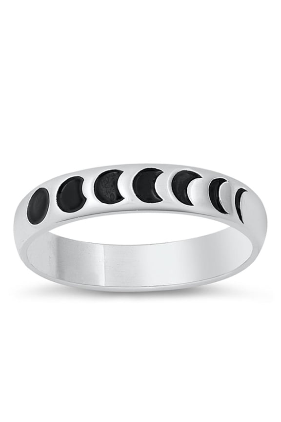 Moon Phases Lunar Night Wholesale Ring .925 Sterling Silver Band Jewelry Female Male Unisex Size 5