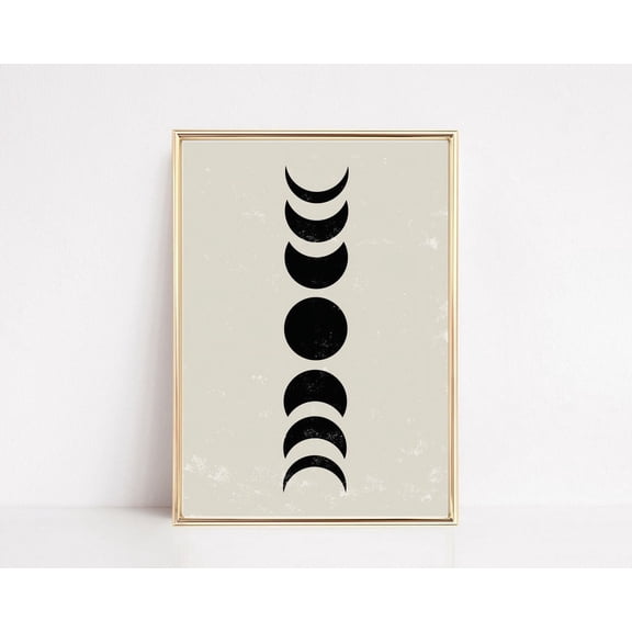Moon Phases Mid Century Modern Geometric Wall Art, Unframed Paper Print Size 24x36