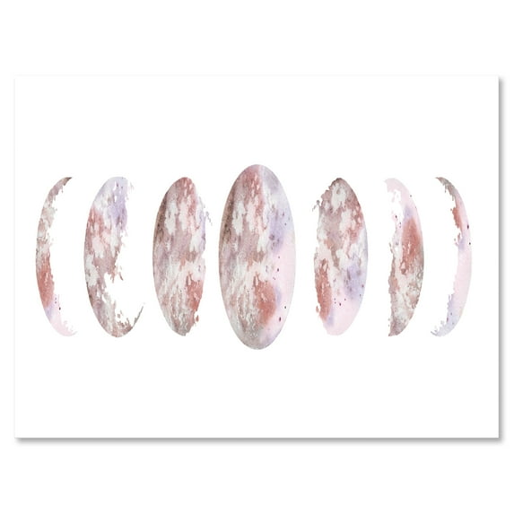 Moon Phases On White 8 in x 12 in Painting Canvas Art Print, by Designart