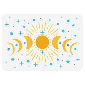 Moon Phases Painting Stencil 8.3x11.7inch Reusable Glitter Star Pattern Drawing Template DIY Art Sun Moon Star Decoration Stencil for Painting
