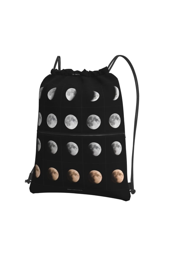 Moon Phases Pattern Drawstring Backpack Bag Water Resistant Yoga Shopping Cinch Bag Sackpack For Men Women
