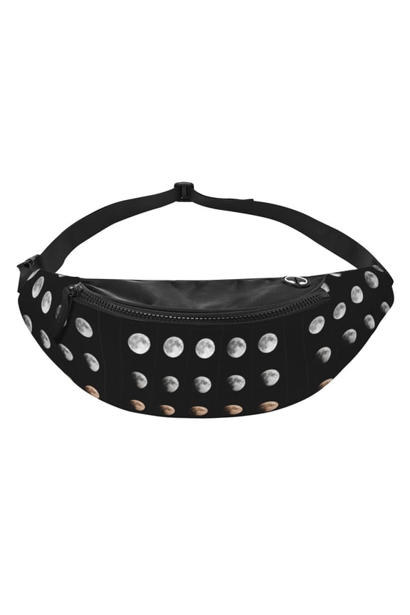 Moon Phases Pattern Fanny Pack Casual Hands-Free Wallets Waist Pack Phone Bag Carrying All Phones
