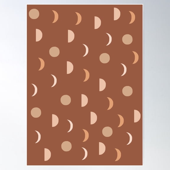 Moon Phases Pattern In Terracotta Poster Wall Art, Modern Wall Decor For Living Room Bedroom, 12x18 UNFRAMED