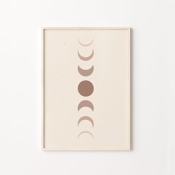Moon Phases Poster, Beige Boho Moon Print