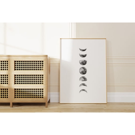 Moon Phases Poster, Monochrome, Black & White Bedroom Posters, Decor, Lunar Phases, Moon Phases Poster Wall Art, Moon Chart Celestial, La Lune, Size 12x18 UNFFRAMED F03.1.7l2436