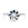 thumbnail image 1 of Moon Phases Ring Oxidized Round Lab Created White Opal 925 Sterling Silver Size 7, 1 of 3