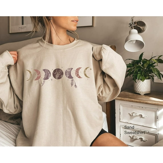Moon Phases Shirt, Women's Aesthetic Sweatshirt, Boho Celestial Shirt, Trendy Hoodie For Her, Lunar Cycle Shirt, Astrology Gifts,