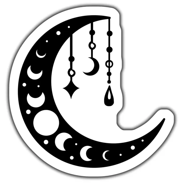Moon Phases Vinyl Sticker, Celestial Lunar Sticker, Moon And Stars ...
