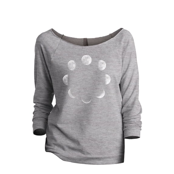 Moon Phases Women's Fashion Slouchy 3/4 Sleeves Raglan Lightweight Sweatshirt Sport Grey 2X-Large