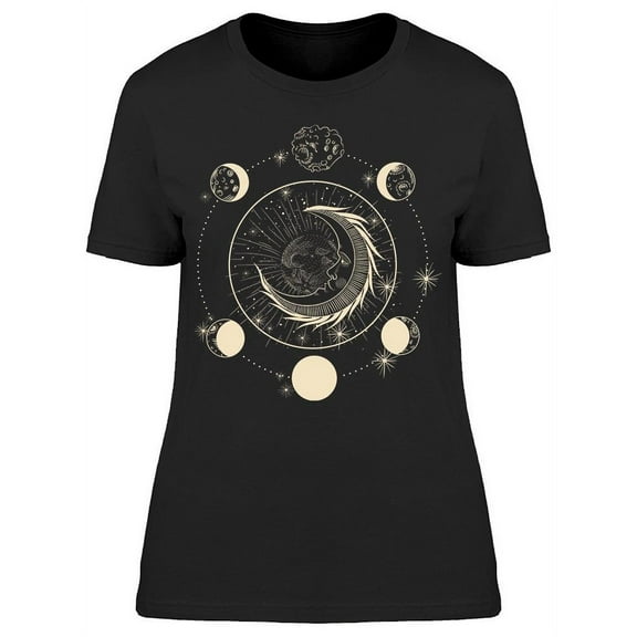 Moon Phases Zodiac Graphic T-Shirt Women -Image by Shutterstock, Female Small